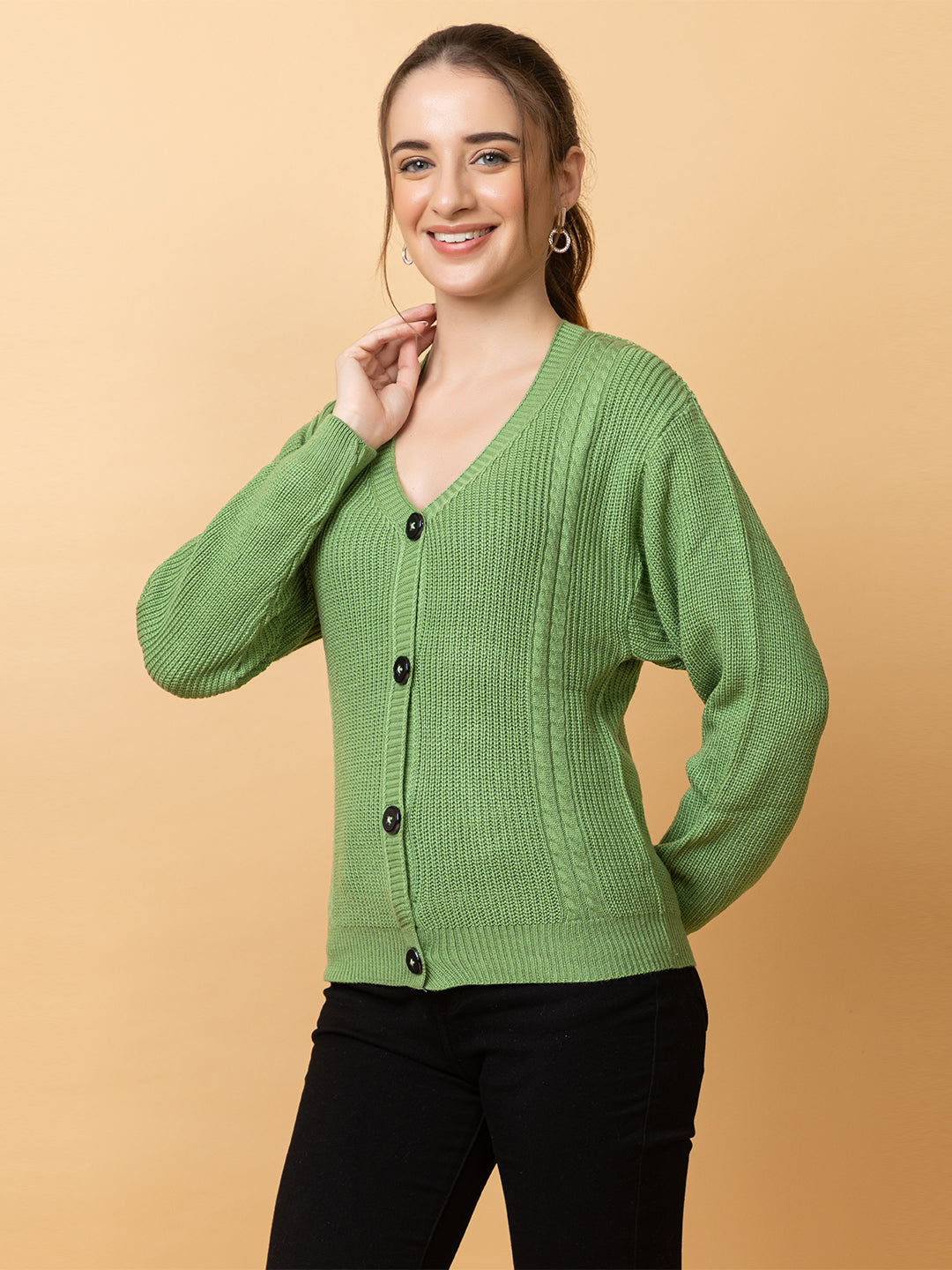 Clapton Women Parrot Self Knitted Cardigan
