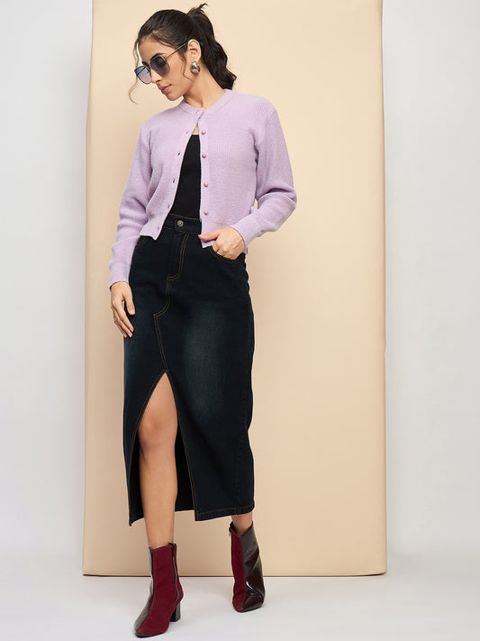 Clapton Women Lavender Solid Cardigan