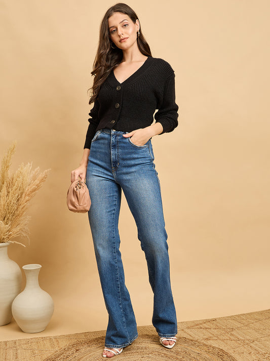 Women Knitted Cropped Cardigan Sweater