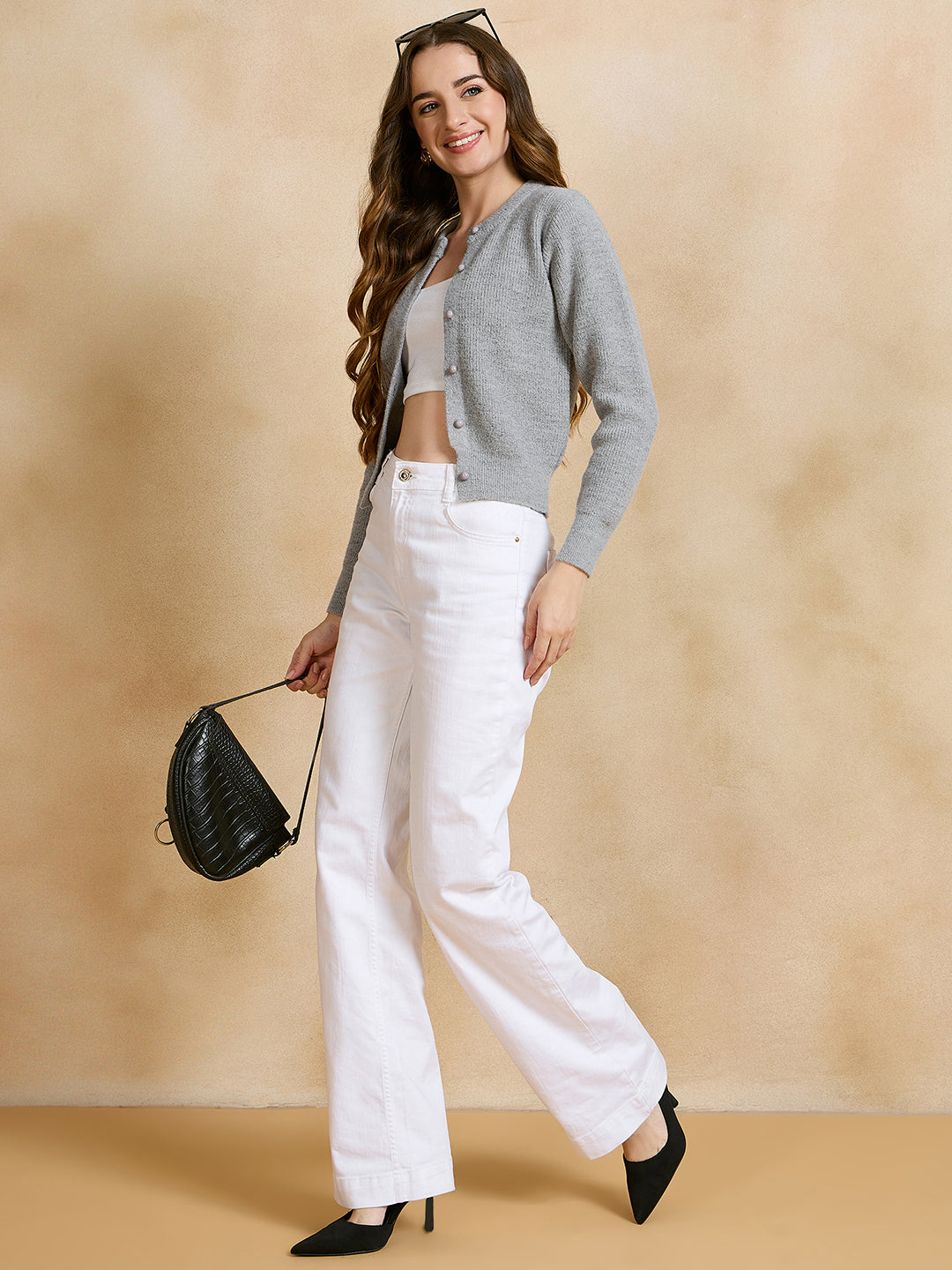 Clapton Women Grey Solid Cardigan