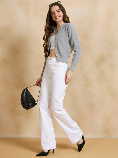 Clapton Women Grey Solid Cardigan