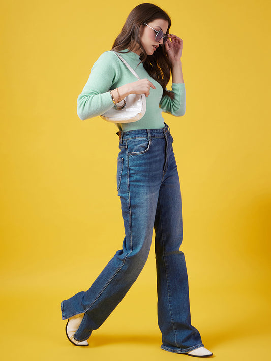 Wool Blend Crew Neck Full Sleeve Pista Top