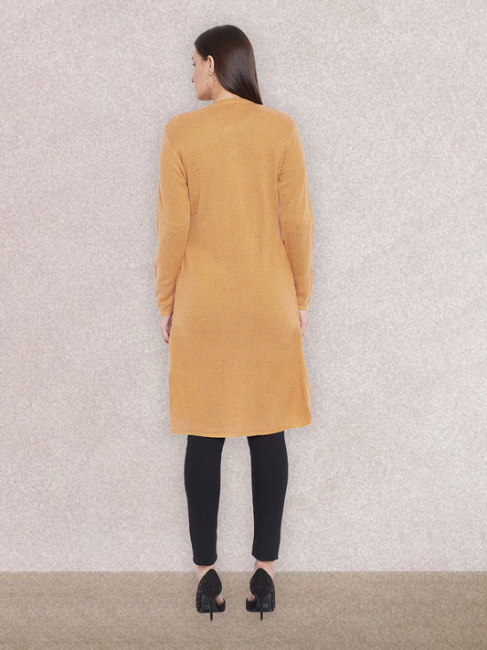 Wool Blend Round Neck Gold Extra long Shrug