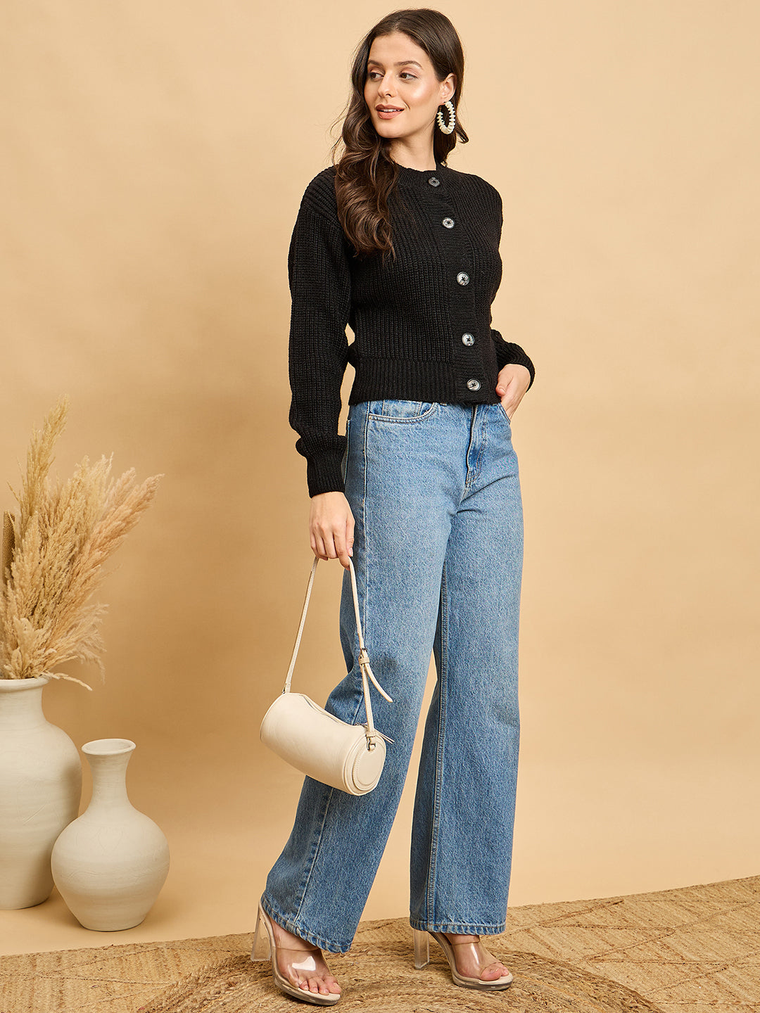 Women Knitted Cropped Cardigan