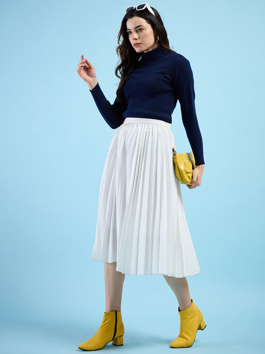 Clapton turtleneck High Neck Top knitted Winter Sweater for Women Pure Wool Full Sleeve Navy