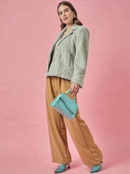 Single Breasted Woollen Blazer Regular Fit Formal Pista