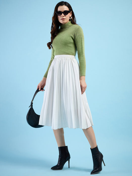 Clapton turtleneck High Neck Top knitted Winter Sweater for Women Pure Wool Full Sleeve Parrot Green