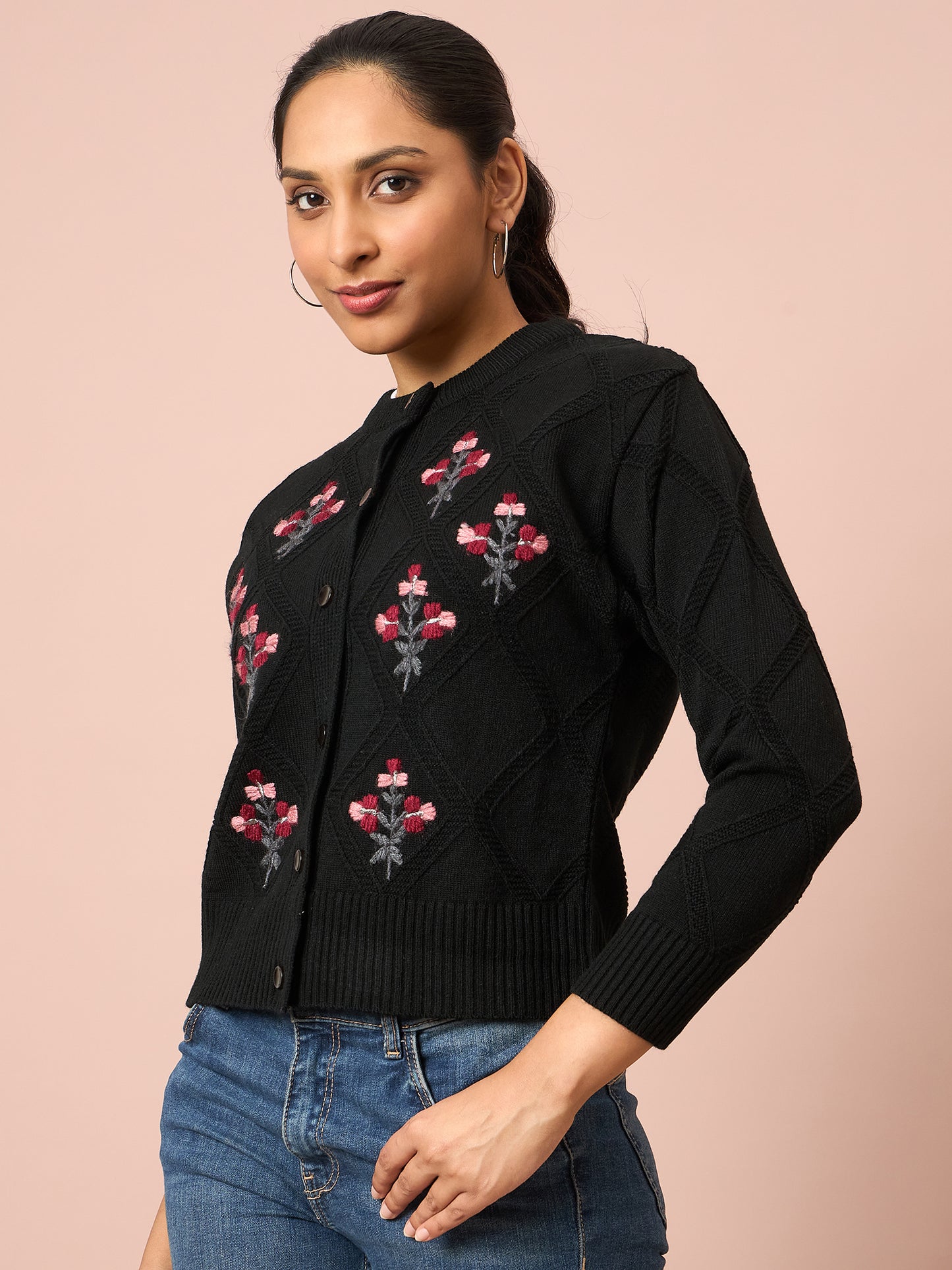 Knitted Floral Embroidered Cardigan | Clapton