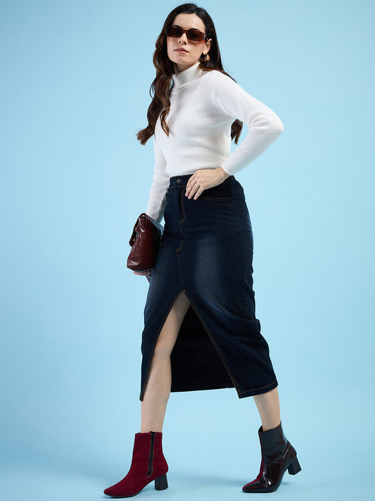 Clapton turtleneck High Neck Top knitted Winter Sweater for Women Pure Wool Full Sleeve White