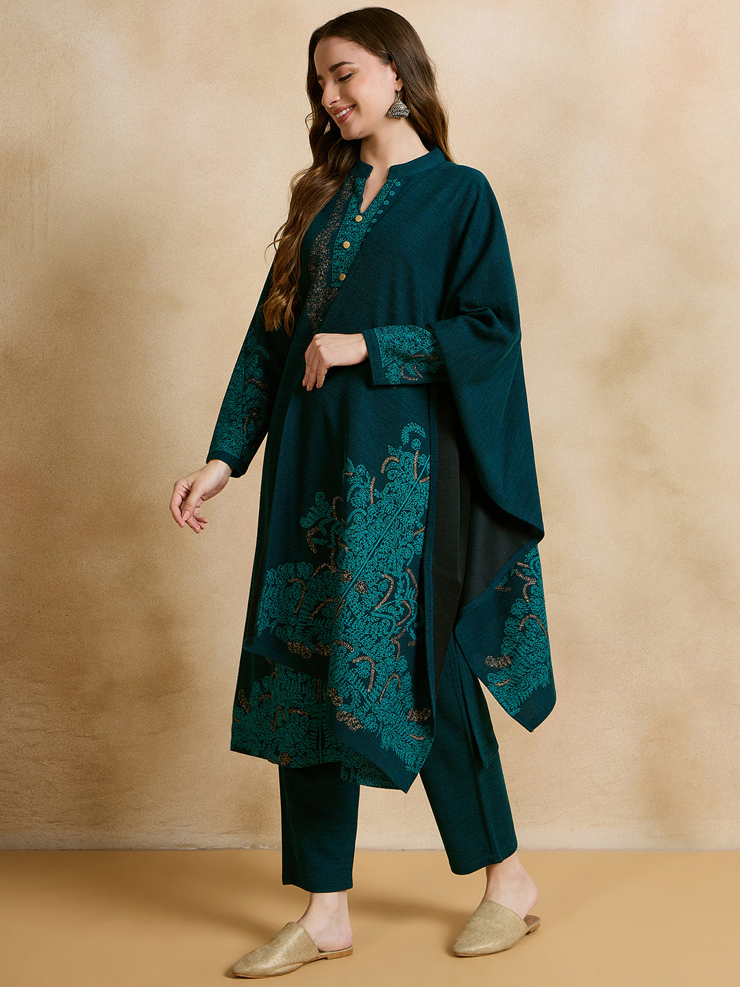 Clapton Embroidered Straight Kurta Pant With Dupatta Set Green