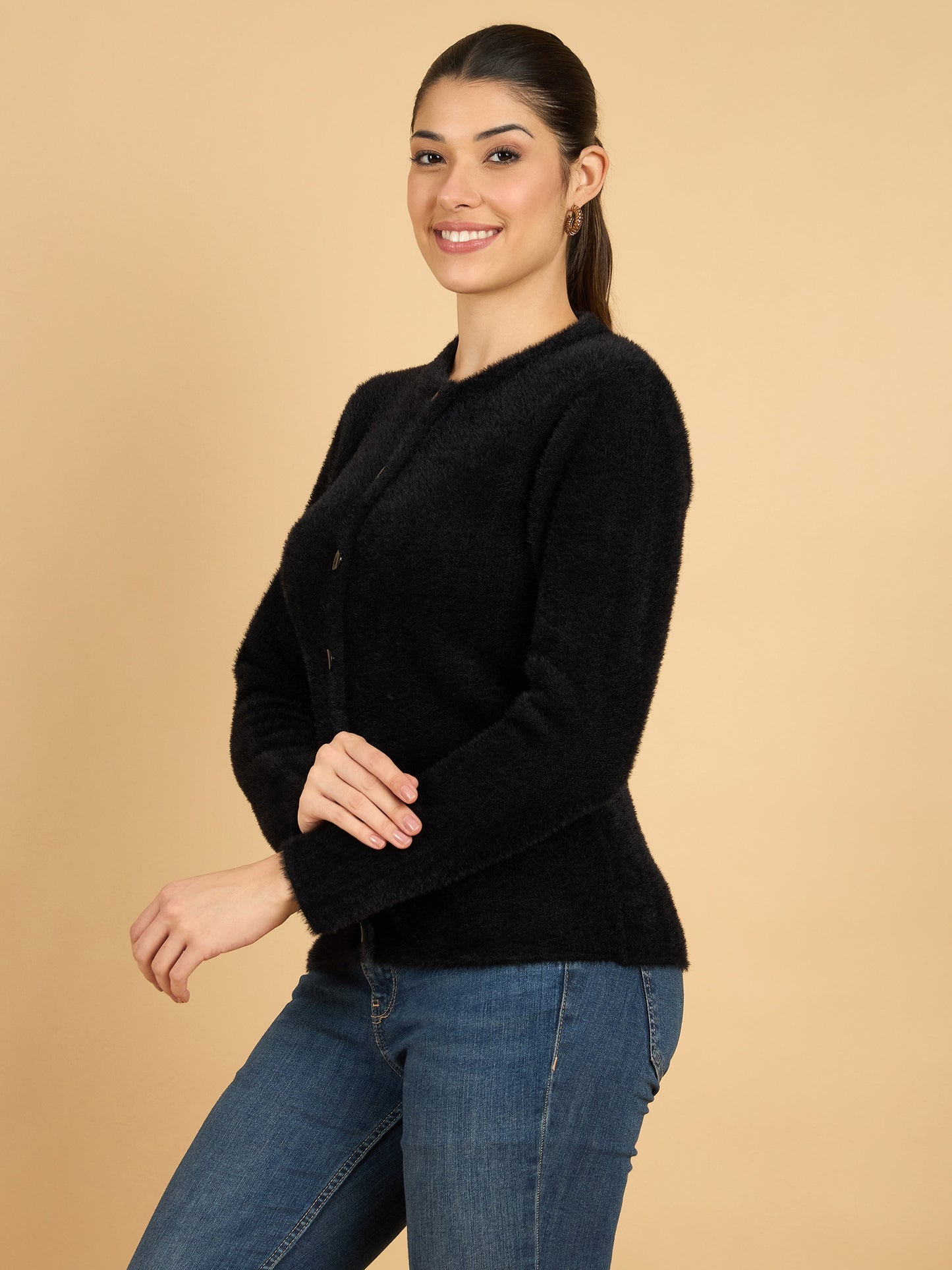 Black Winter Wear Women’s Cardigan
