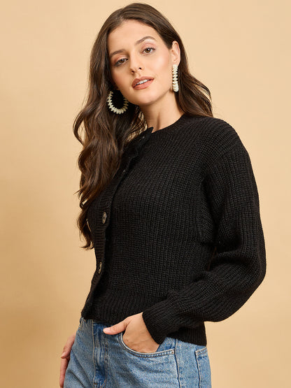 Women Knitted Cropped Cardigan Sweater