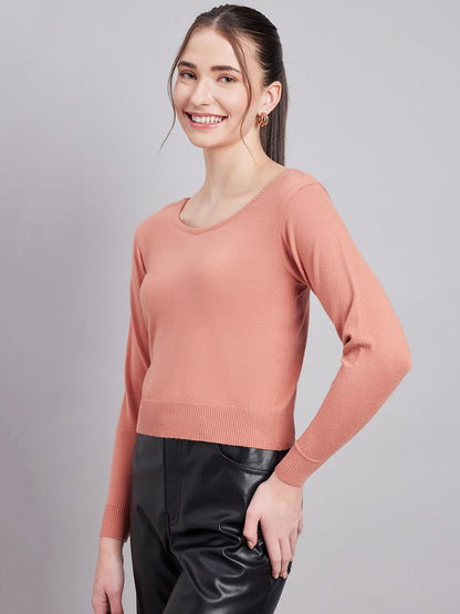 Wool Blend  Full Sleeve Designer Coral Blouse