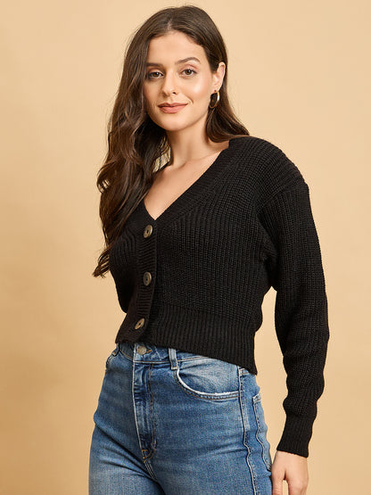 Women Knitted Cropped Cardigan Sweater