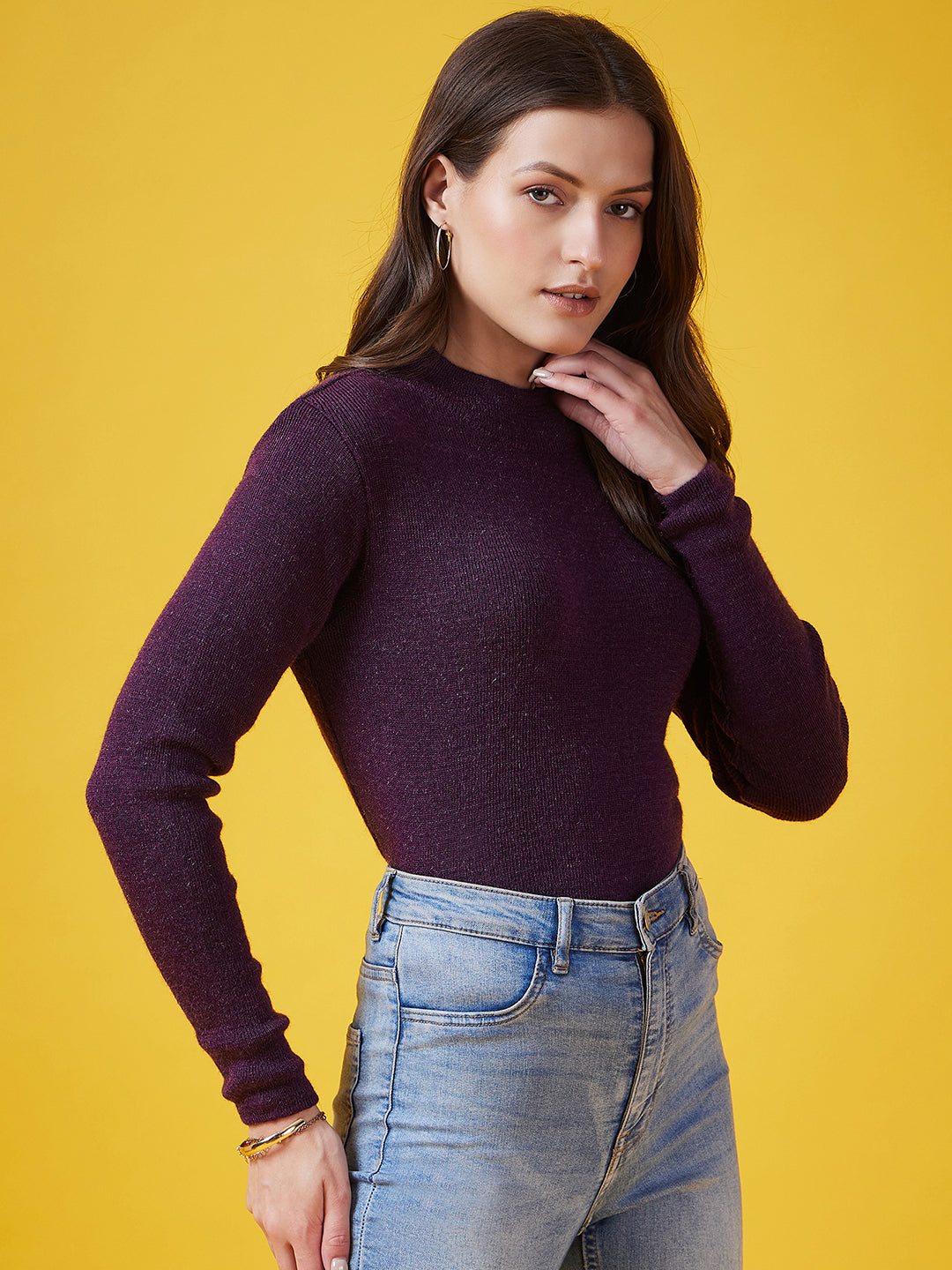 Wool Blend Crew Neck Full Sleeve Jamuni Top