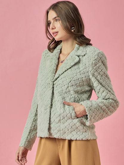 Single Breasted Woollen Blazer Regular Fit Formal Pista
