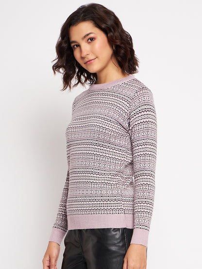 Wool Blend Round Neck Peach Top