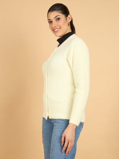 Cream color Hair Wool Winter Wear Women’S Cardigan