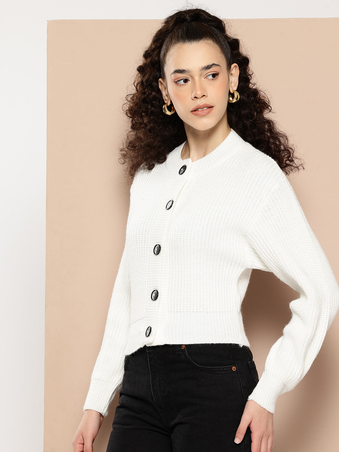 Women Knitted Cropped Cardigan