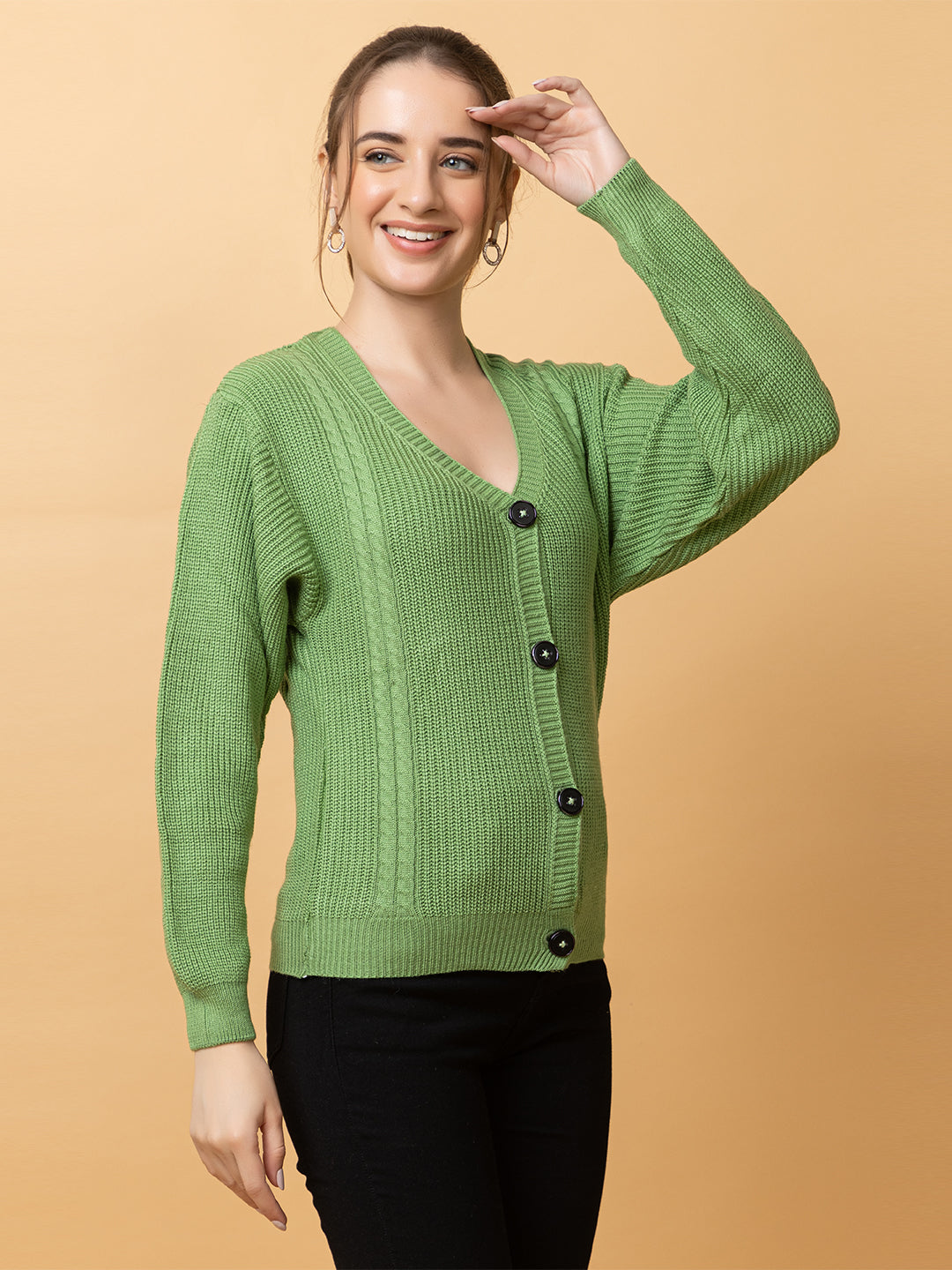 Clapton Women Parrot Self Knitted Cardigan