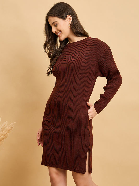 Women Knitted Long Tunic ,Button Down ,Winter Wear Women Color  Wine