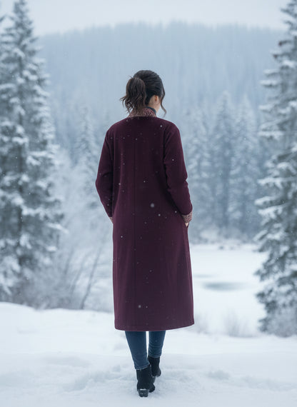 Embroidered wool blends for winter Shrug One size (Free) Mahroon