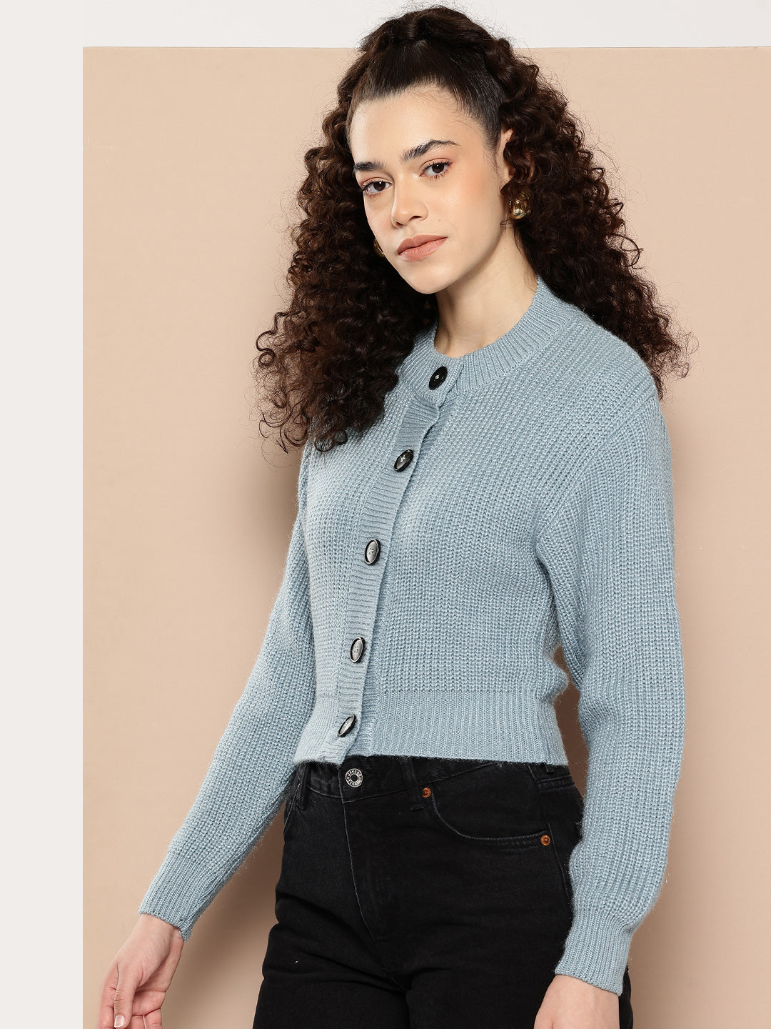 Women Knitted Cropped Cardigan