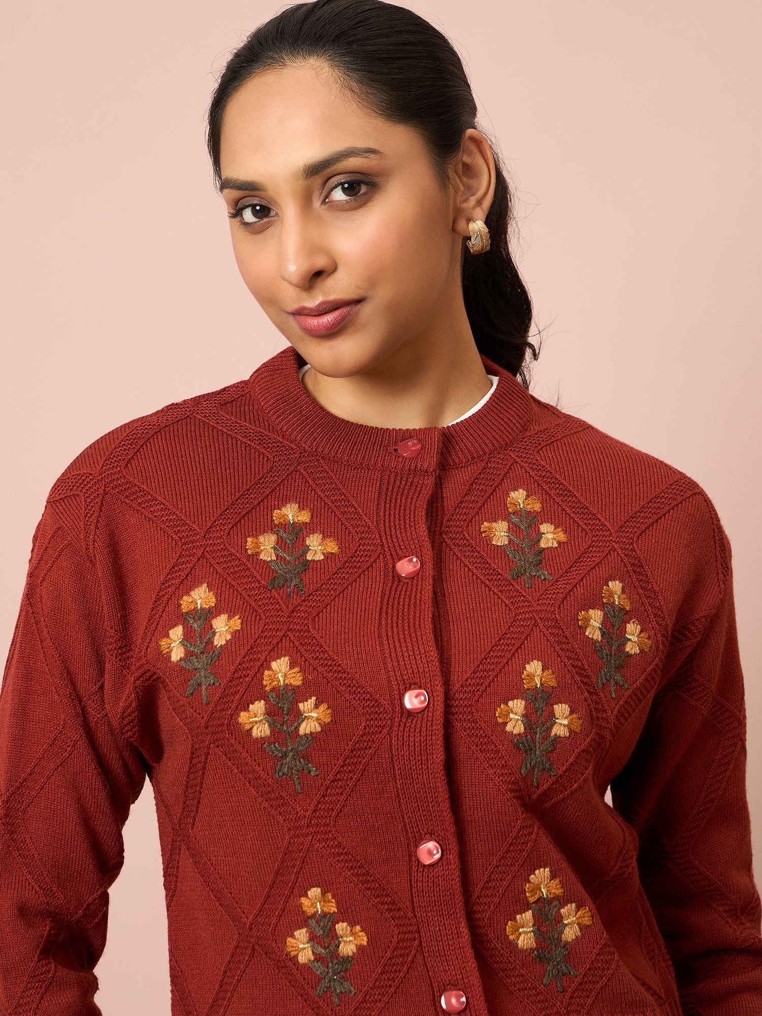 Knitted Floral Embroidered Cardigan | Clapton