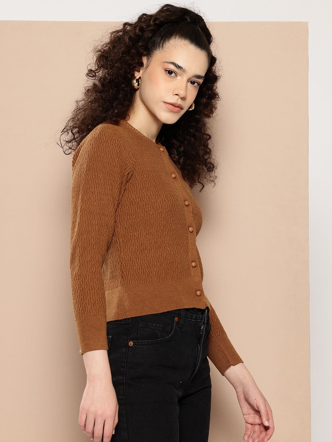 Women Knitted Cropped Cardigan Sweater