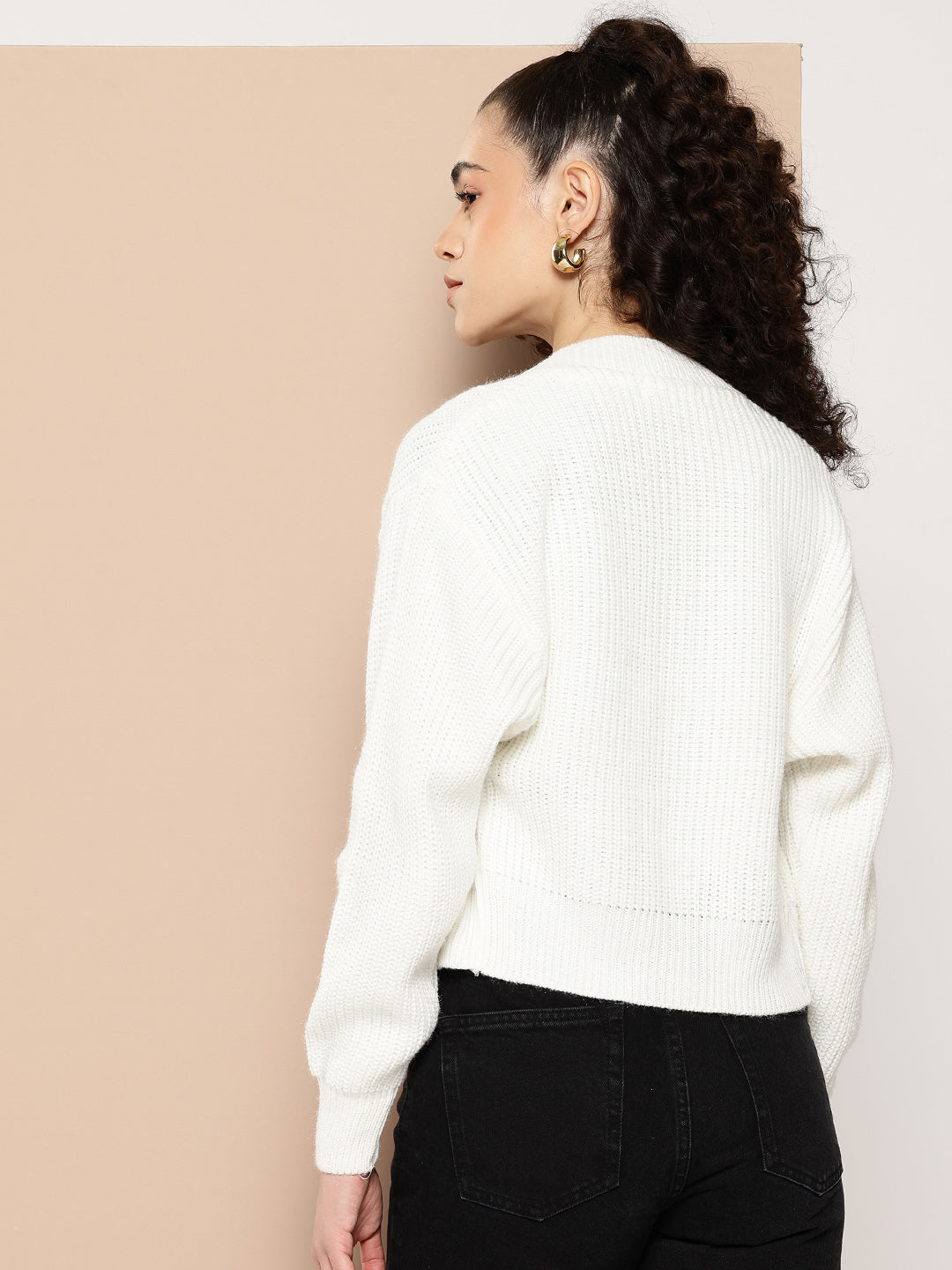 Women Knitted Cropped Cardigan