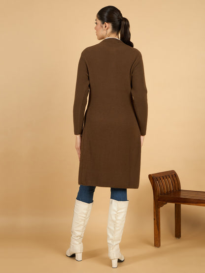 Brown long woolen Cardigan