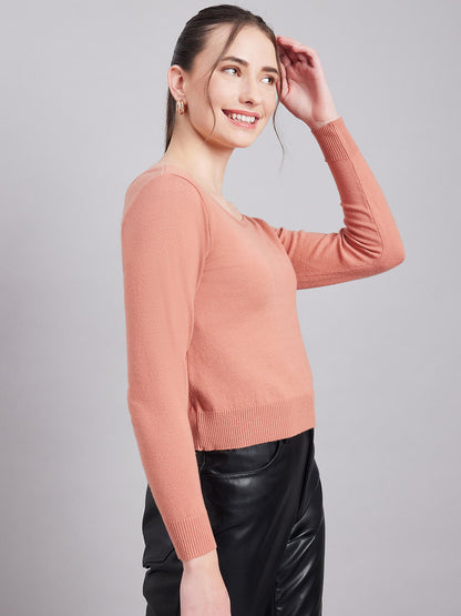 Wool Blend  Full Sleeve Designer Coral Blouse