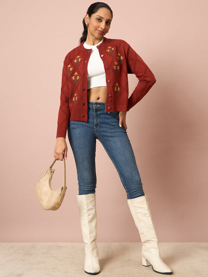 Knitted Floral Embroidered Cardigan | Clapton