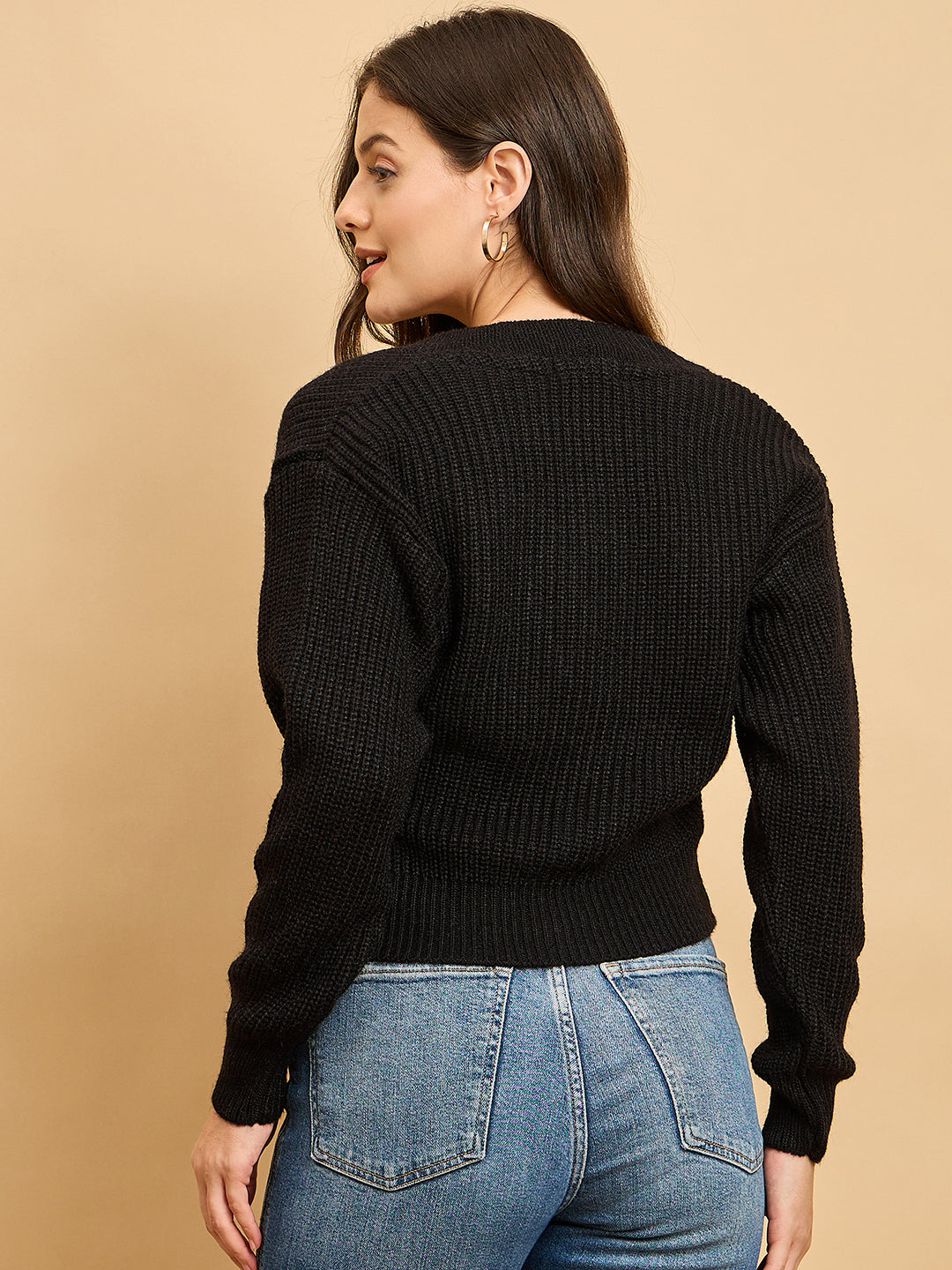 Women Knitted Cropped Cardigan Sweater