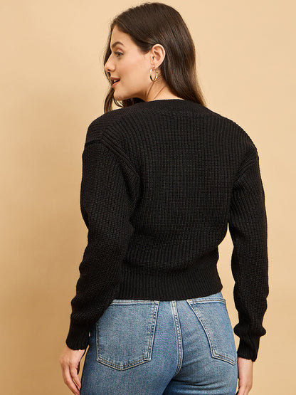 Women Knitted Cropped Cardigan Sweater