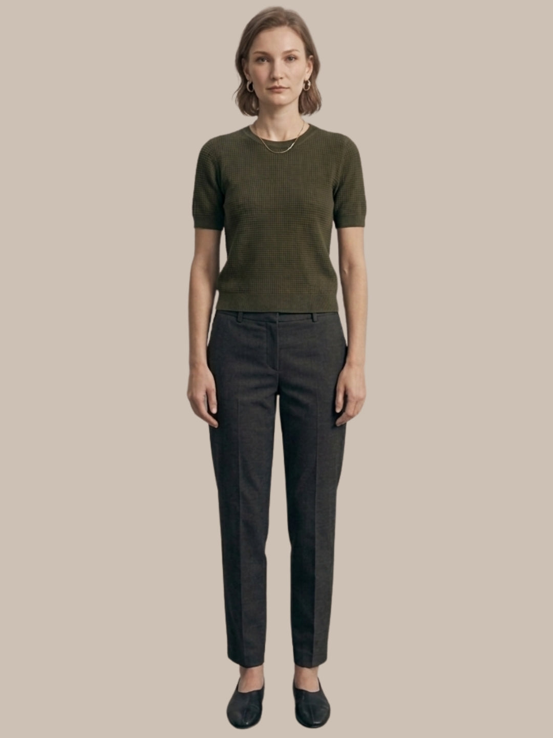 Clapton Knitted Summer Wear Textured Top Olive Green