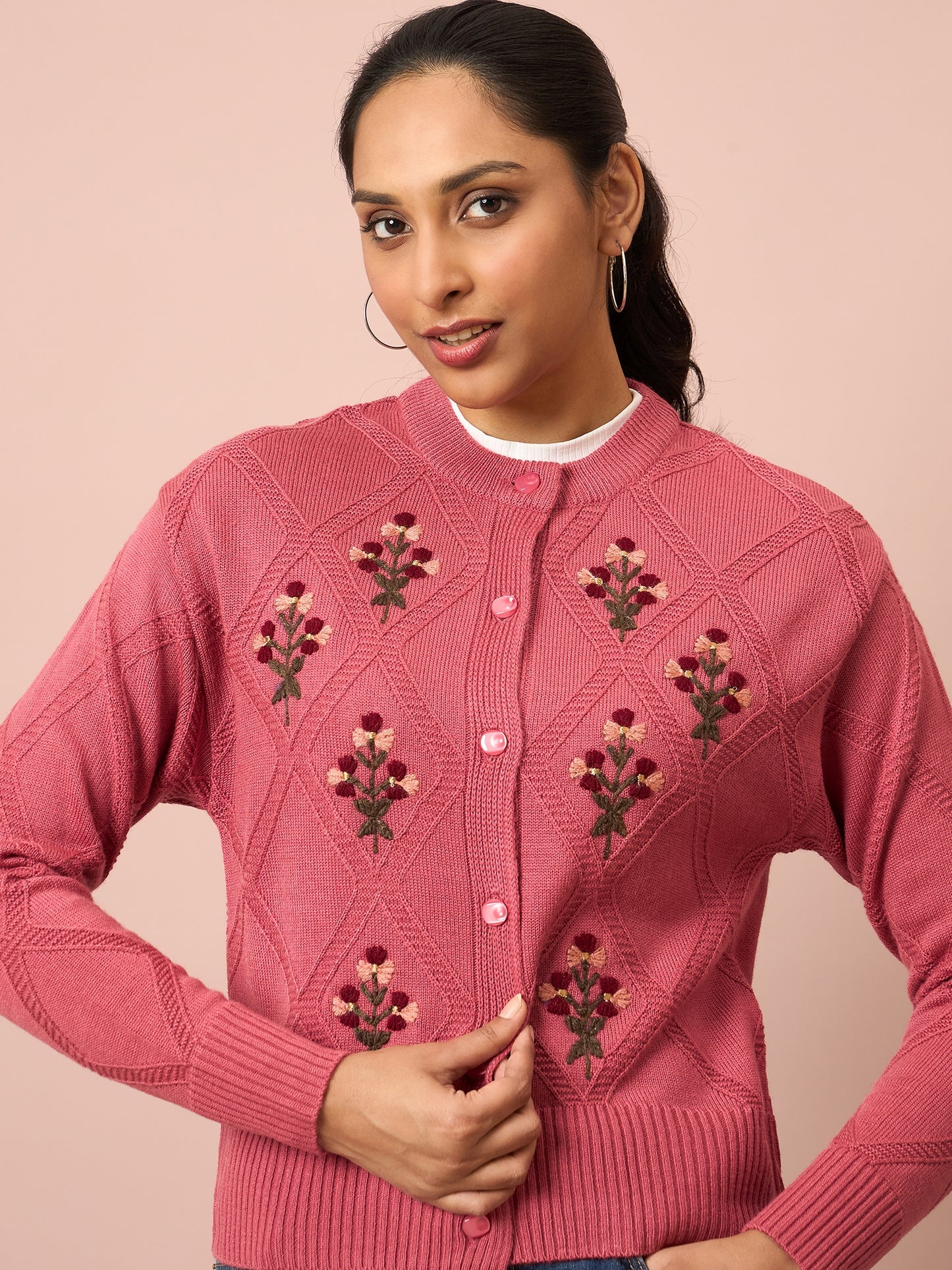 Knitted Floral Embroidered Cardigan | Clapton