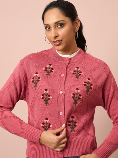 Knitted Floral Embroidered Cardigan | Clapton