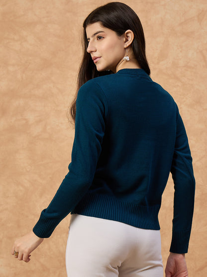 Clapton Women’s Peacock Knitted Floral Embroidered Cardigan 6110