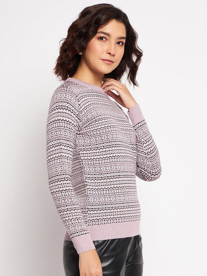 Wool Blend Round Neck Peach Top