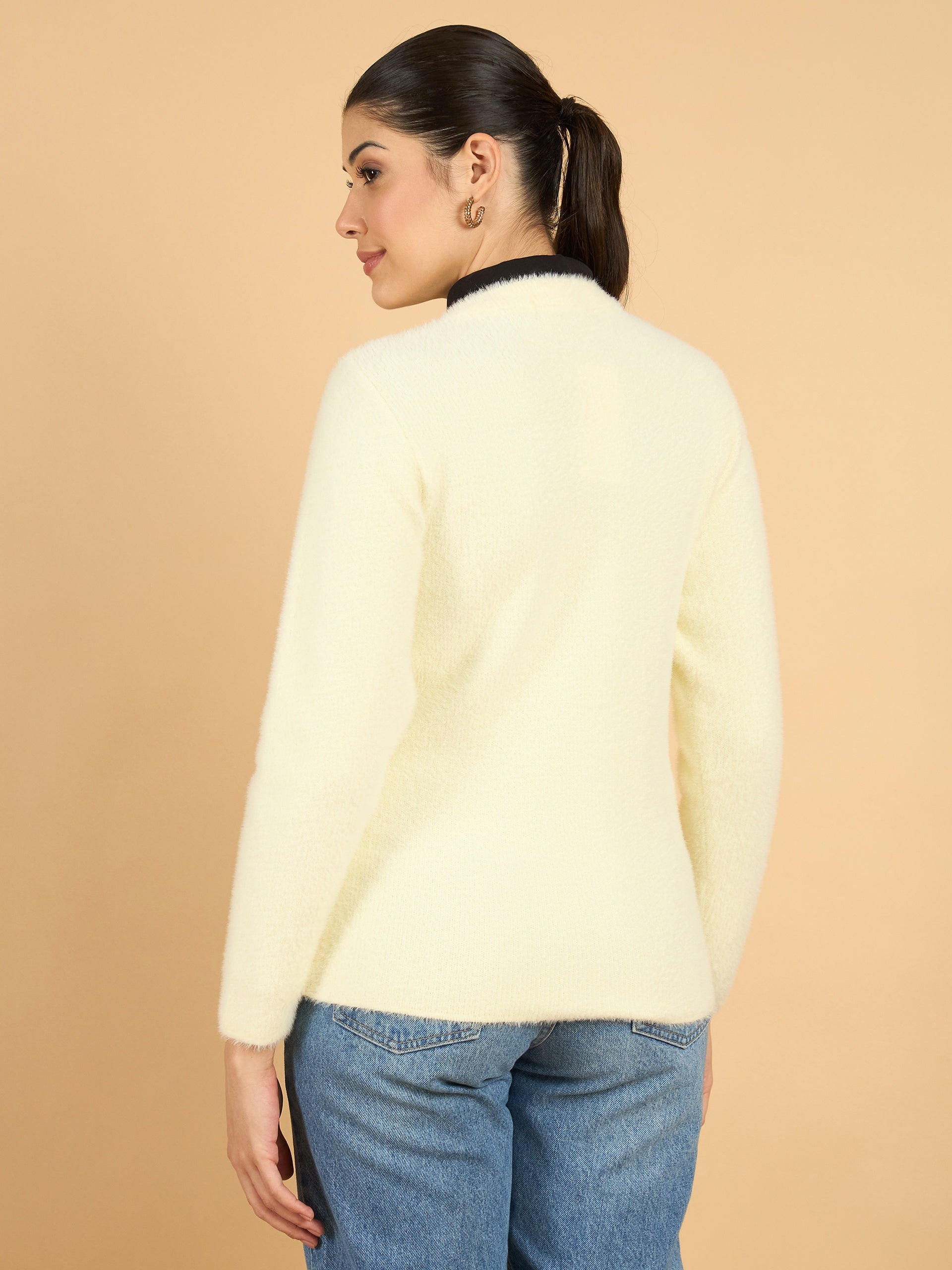 Cream color Hair Wool Winter Wear Women’S Cardigan