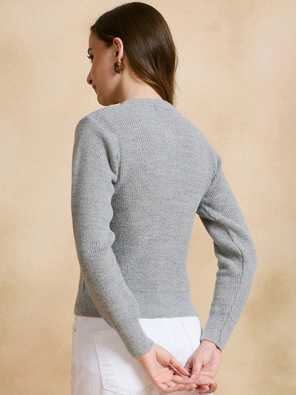 Clapton Women Grey Solid Cardigan