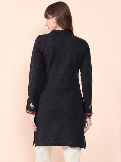 Women Multicolor Embroidered wool Blend  Kurta Mixture Winter Wear