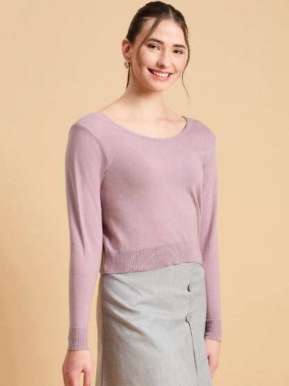 Wool Blend  Full Sleeve Designer Pink Blouse