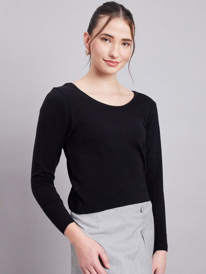 Wool Blend  Full Sleeve Designer Black Blouse