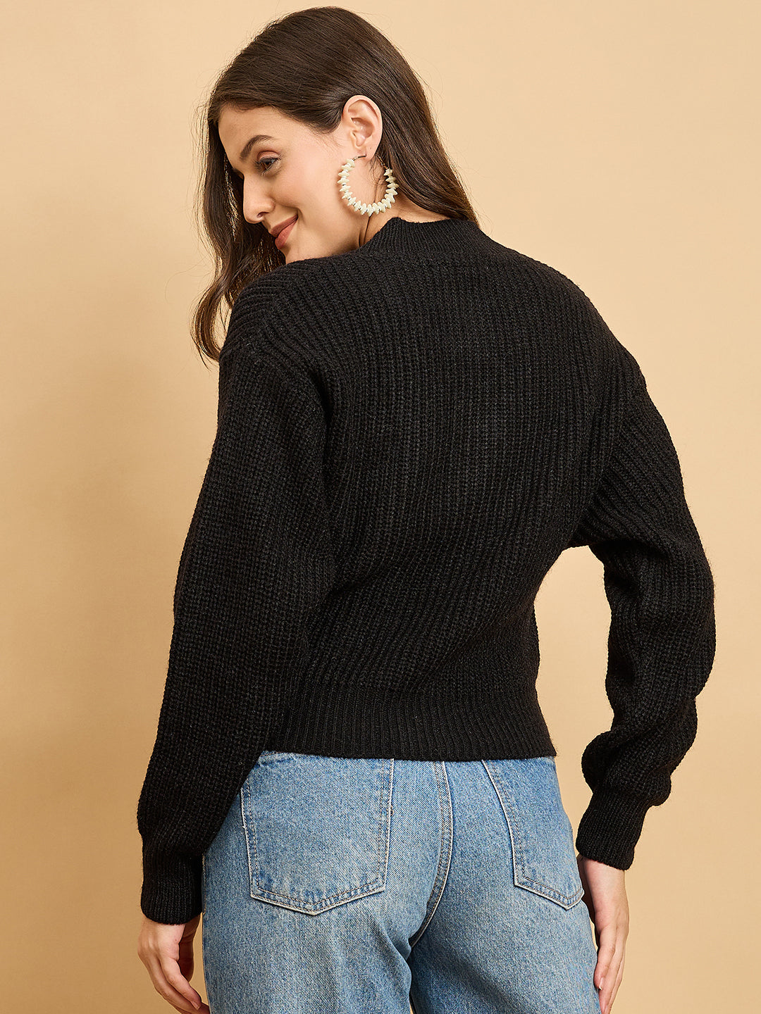 Women Knitted Cropped Cardigan Sweater