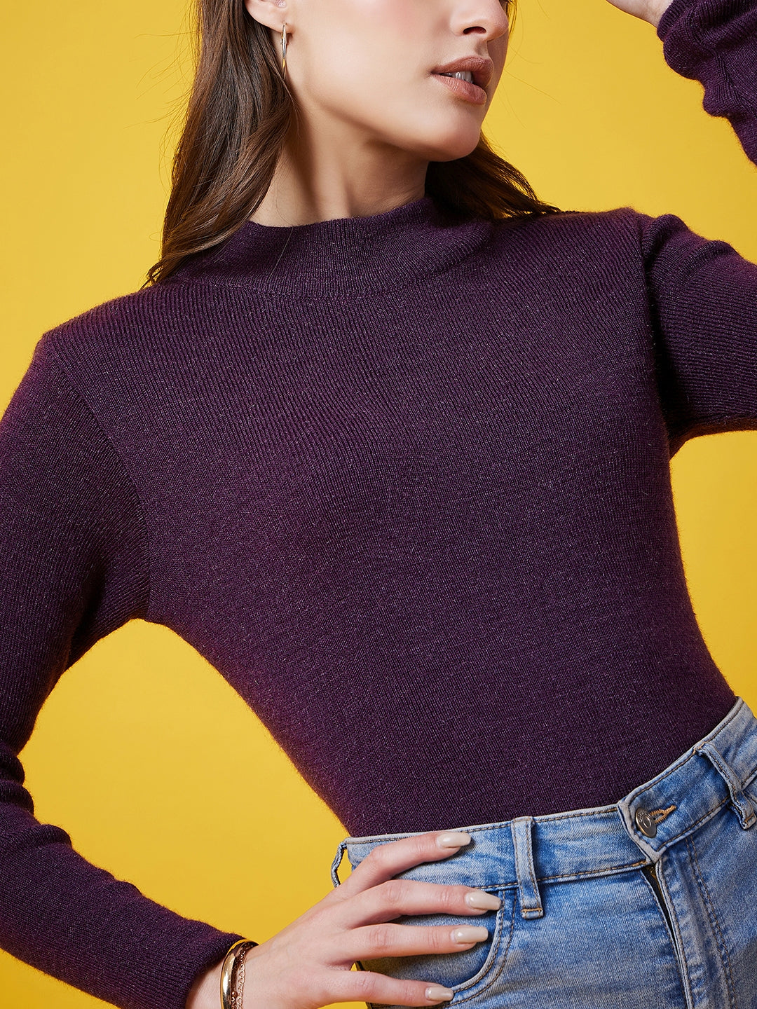 Wool Blend Crew Neck Full Sleeve Jamuni Top