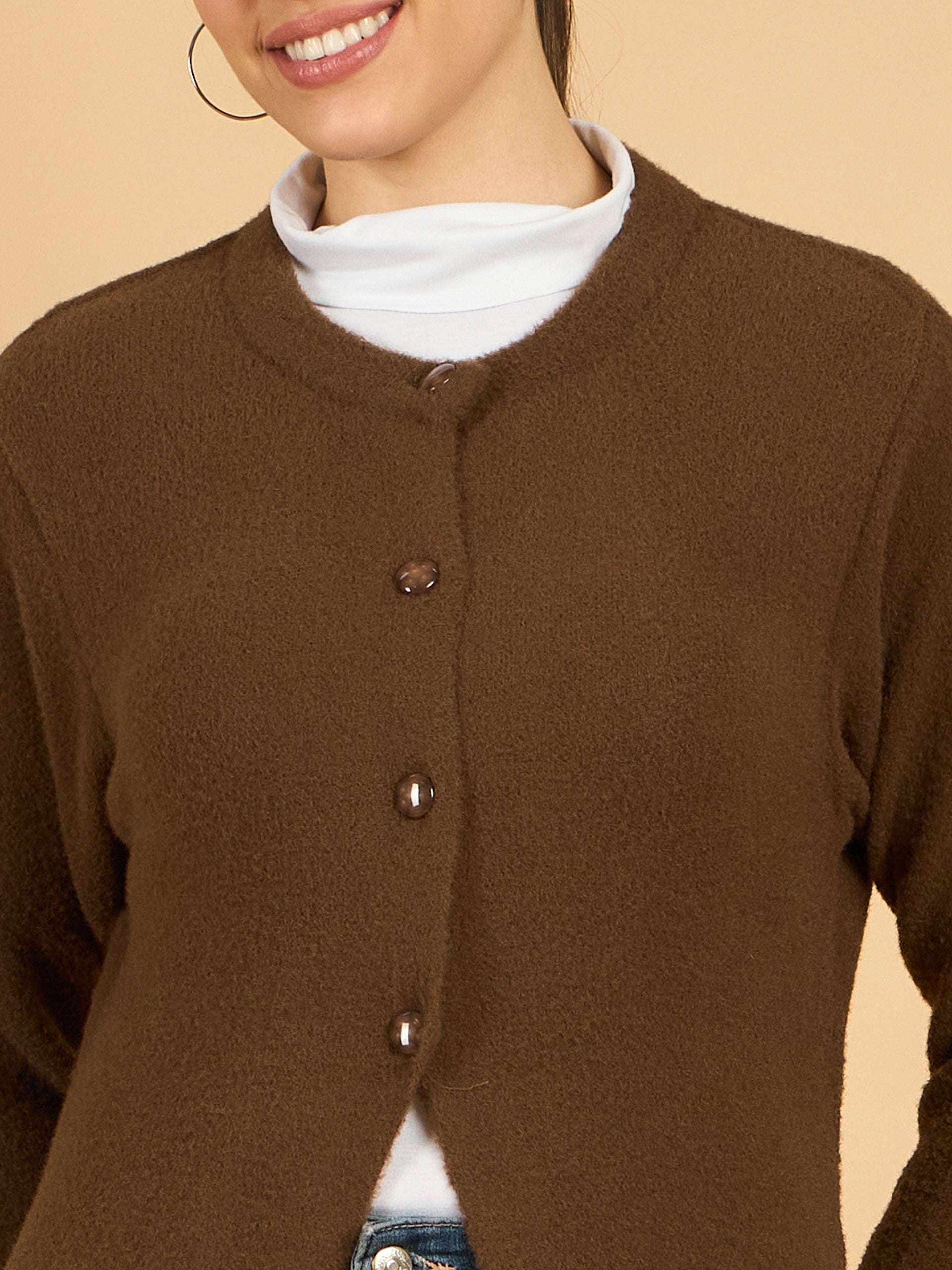 Brown long woolen Cardigan