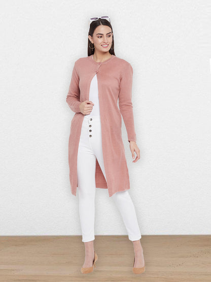 Wool Blend Round Neck Peach Extra long Shrug