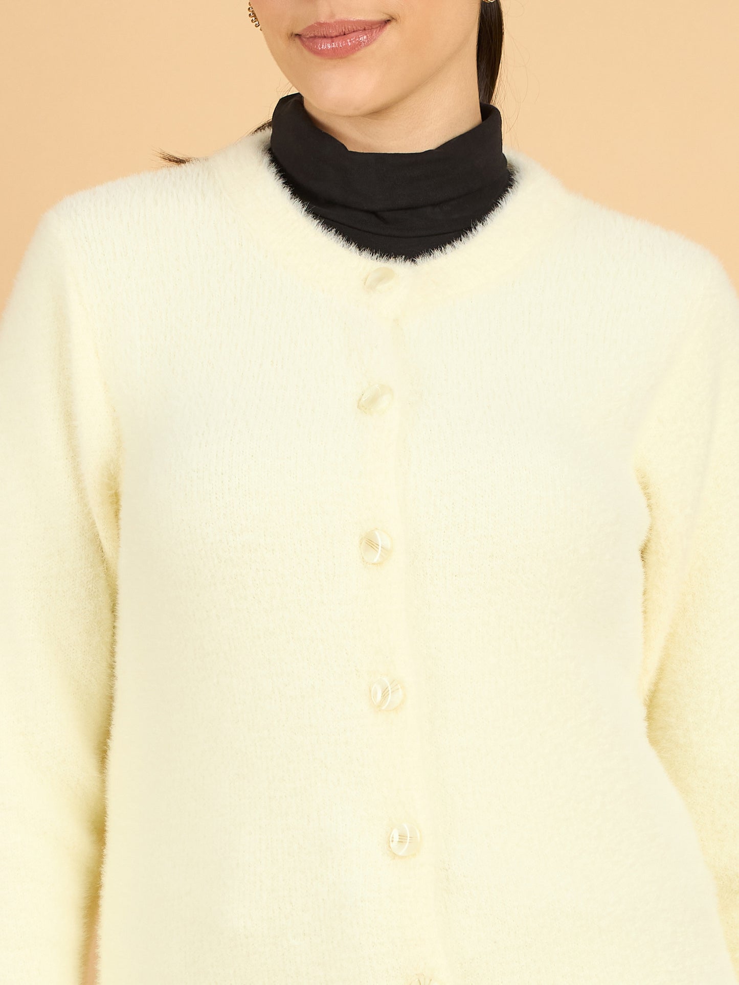 Cream color Hair Wool Winter Wear Women’S Cardigan